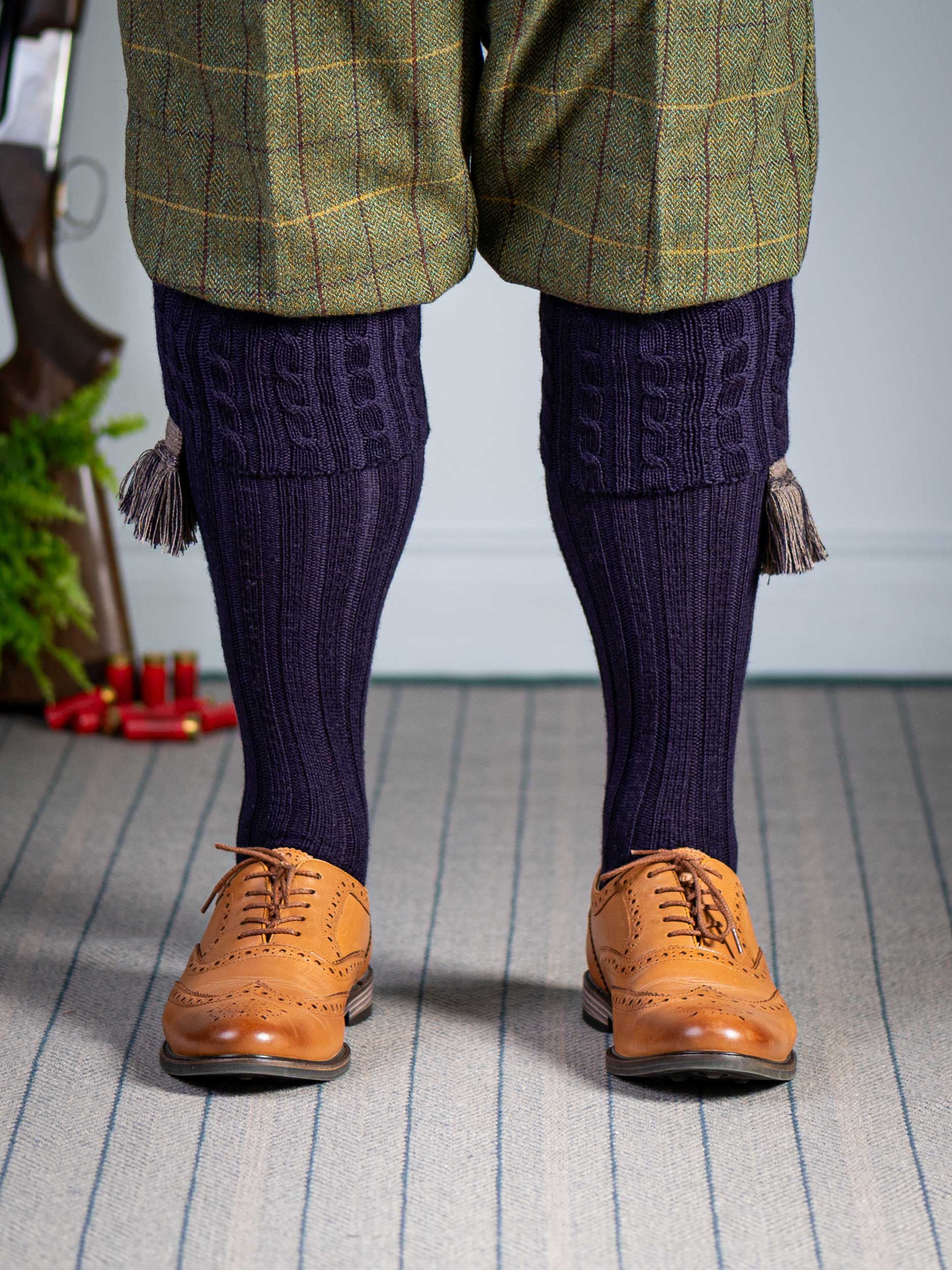 The Harris Cable Shooting Sock, Aubergine