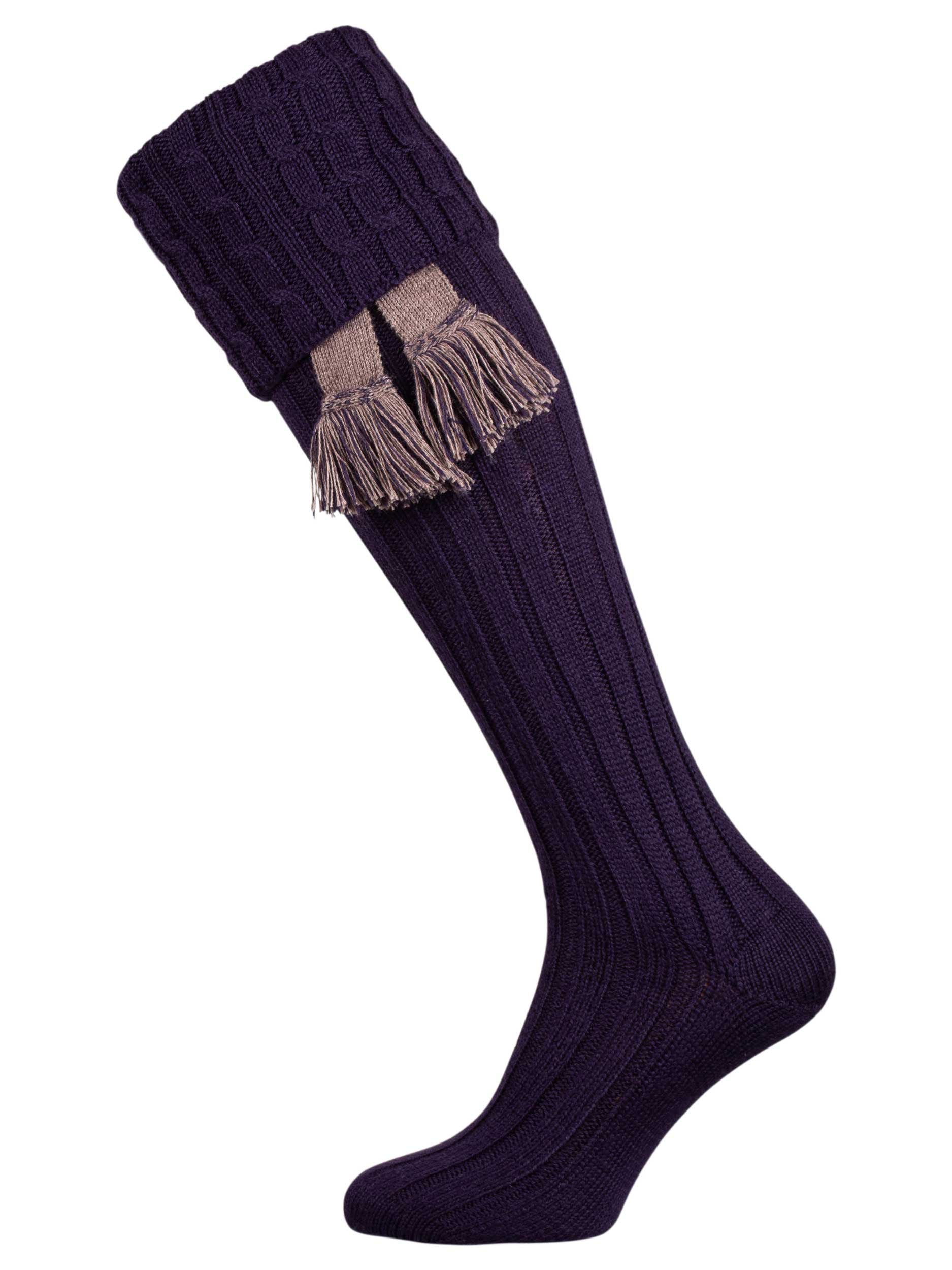 The Harris Cable Shooting Sock, Aubergine