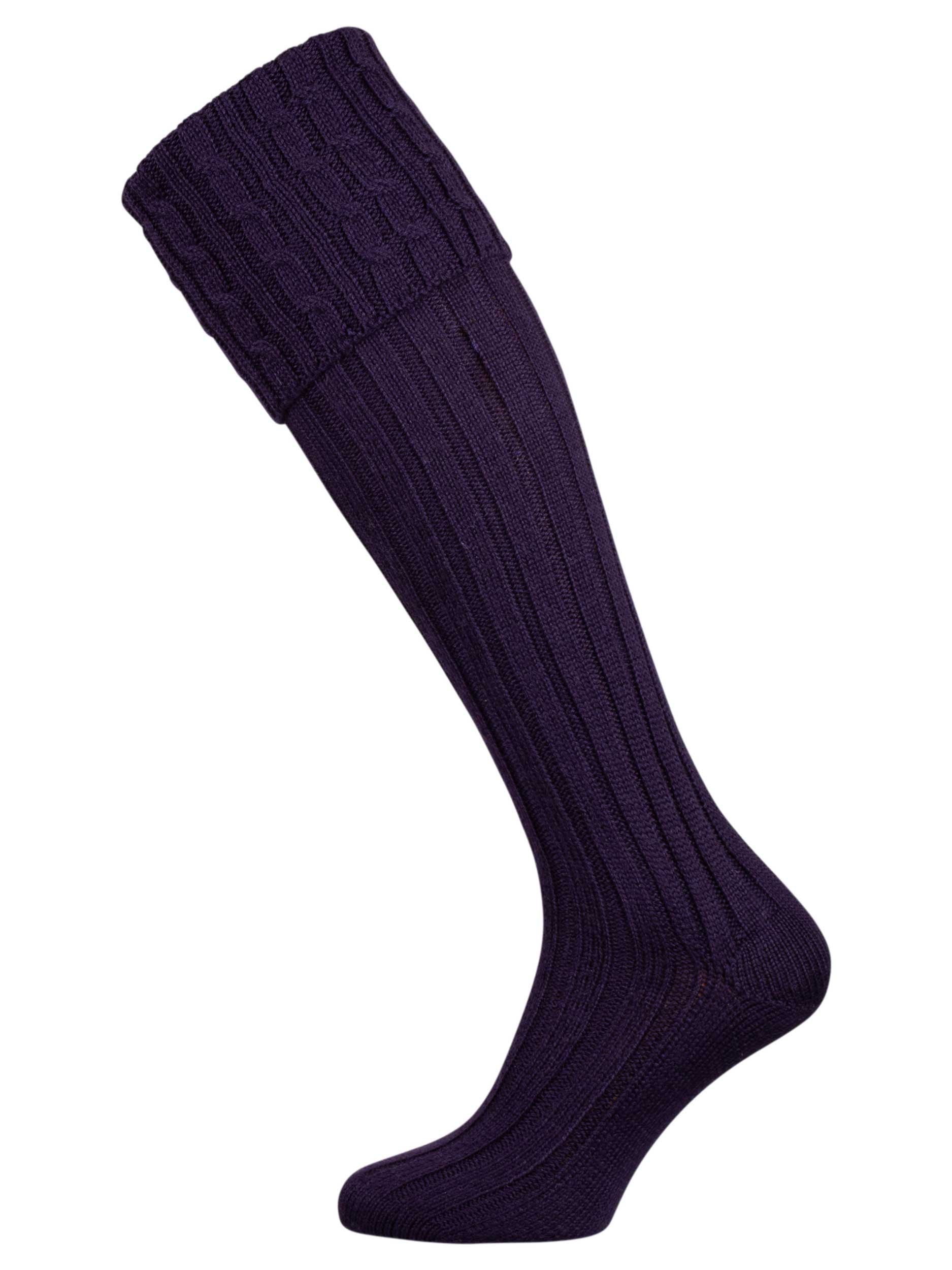 The Harris Cable Shooting Sock, Aubergine
