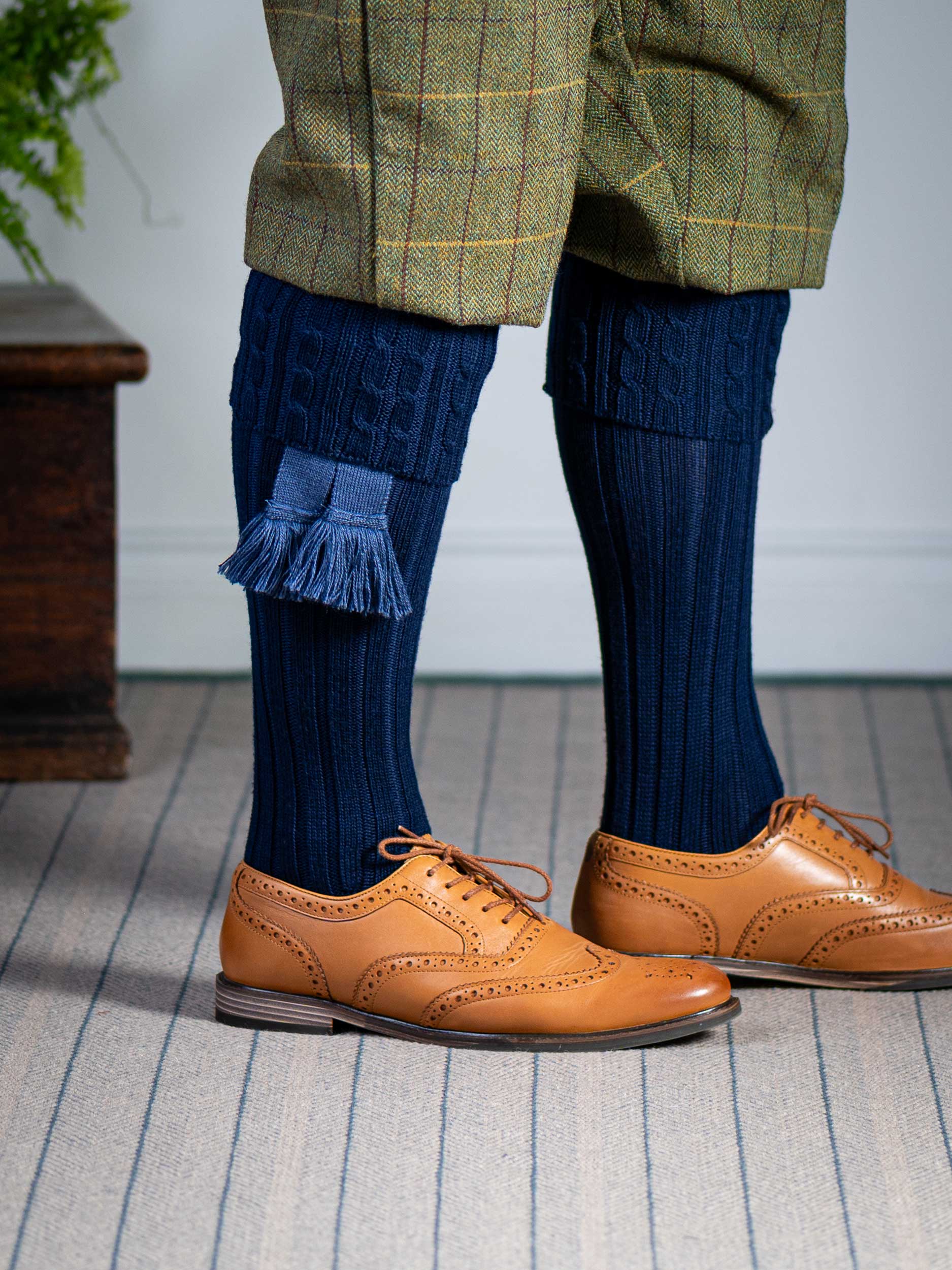 The Harris Cable Shooting Stocking - Navy