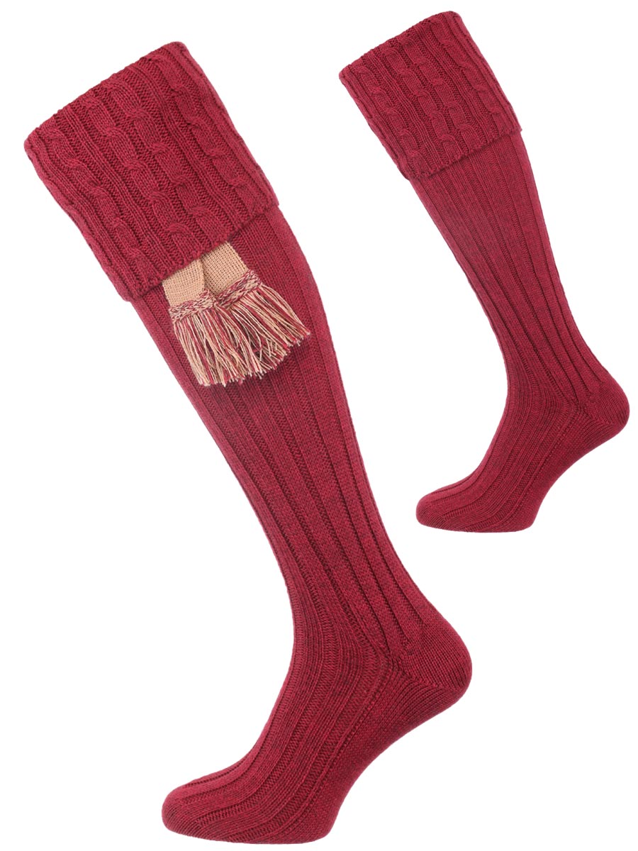 The Harris Cable Shooting Sock - Cherry