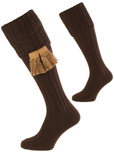 The Harris Cable Shooting Sock - Dark Natural