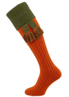 The Lomond Merino Wool Shooting Sock, Burnt Orange & Khaki