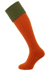 The Lomond Merino Wool Shooting Sock, Burnt Orange & Khaki