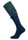 The Lomond Merino Wool Blend Contrast Top Shooting Sock, Indigo & Forest