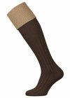 The Lomond Merino Wool Blend Contrast Top Shooting Sock, Truffle & Pebble