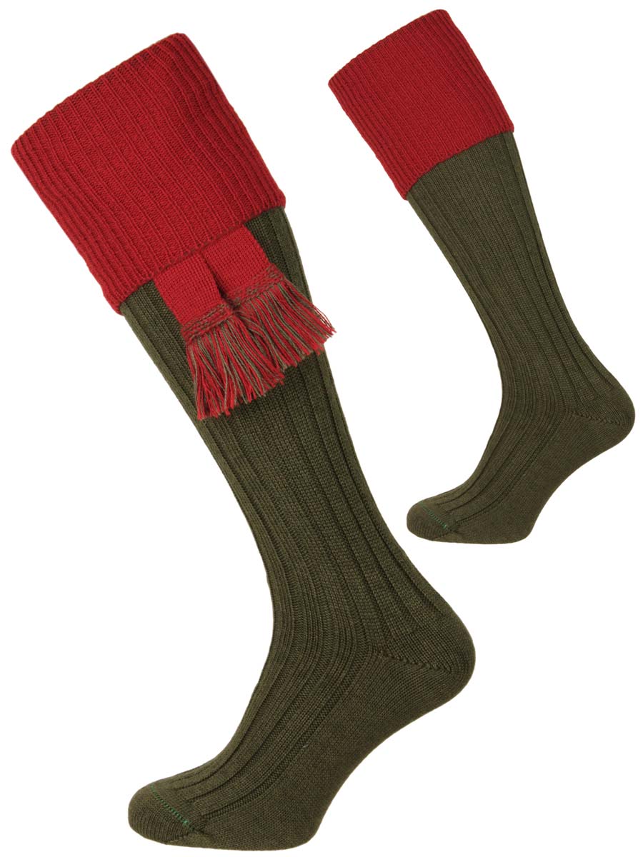 The Lomond Shooting Sock, Spruce & Brick Red