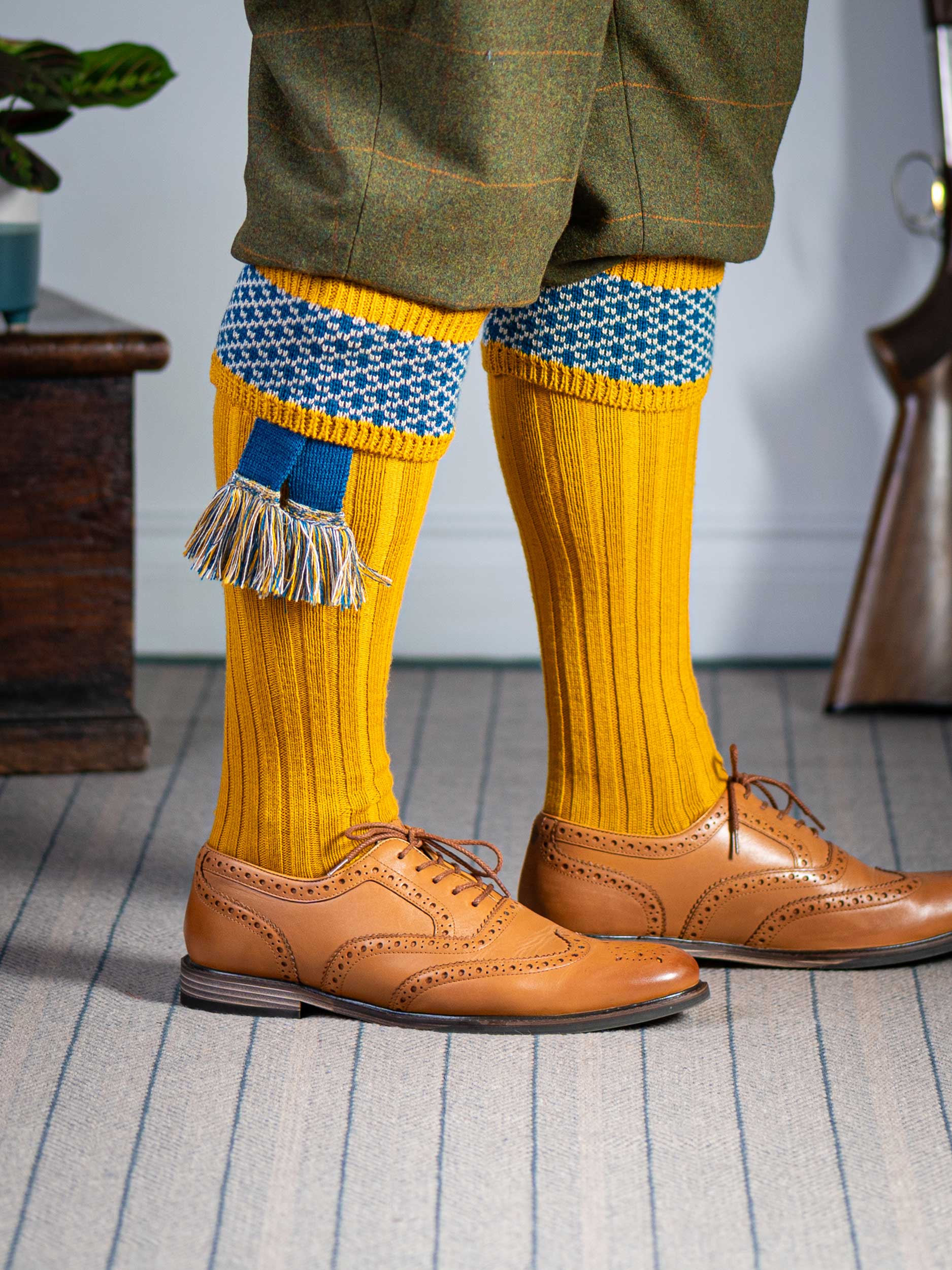 The Whitley Shooting Sock with Garter, Gold