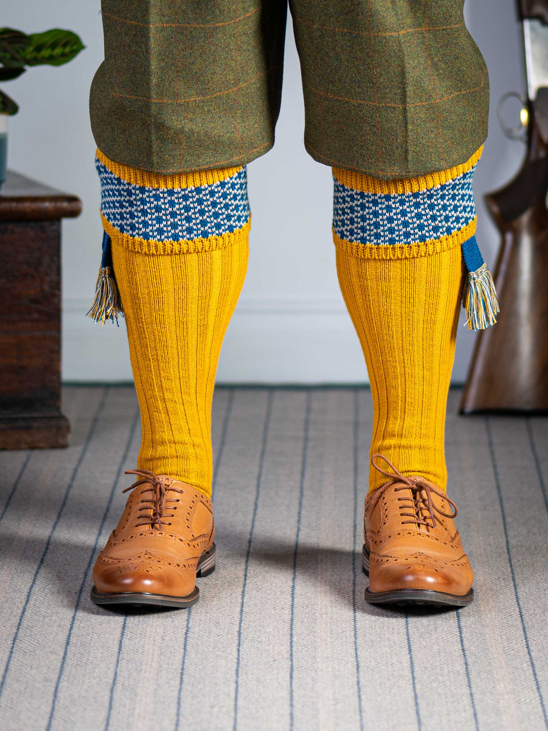 The Whitley Shooting Sock with Garter, Gold