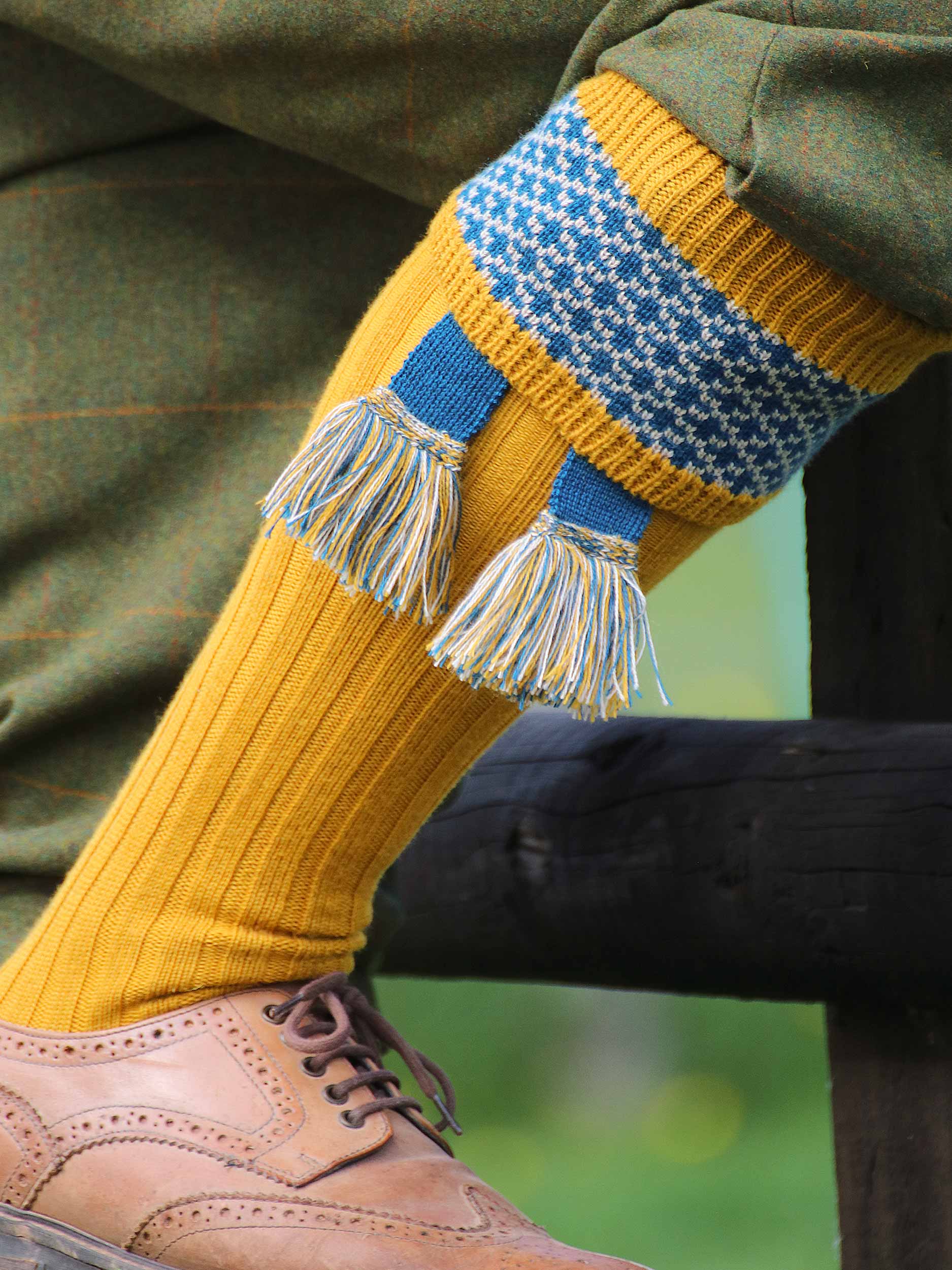 The Whitley Shooting Sock with Garter, Gold