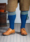 The Whitley Shooting Sock with Garter, London Blue