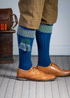 The Whitley Shooting Sock with Garter, London Blue
