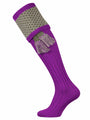 Bright Purple Shooting sock with green pattern