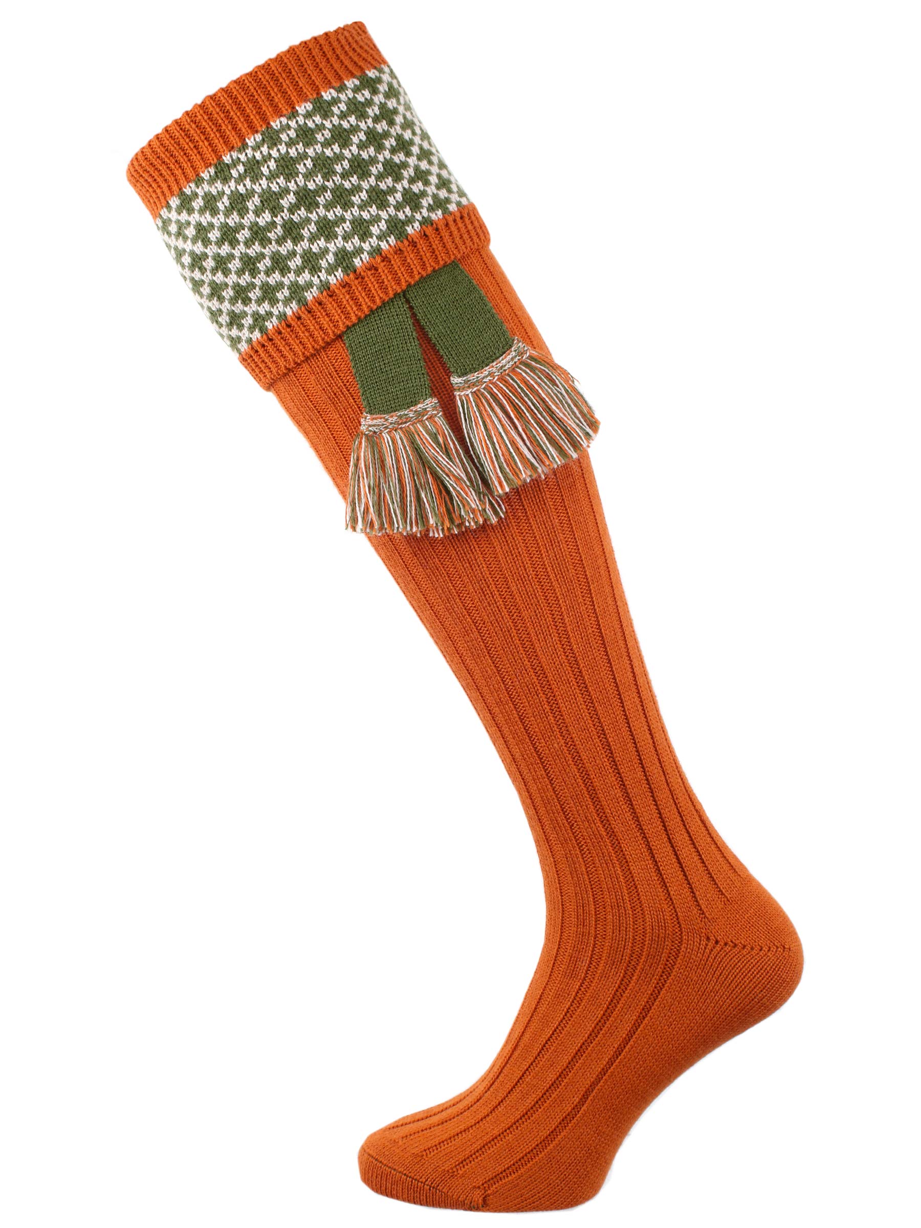 The Whitley Shooting Sock with Garter, Burnt Orange