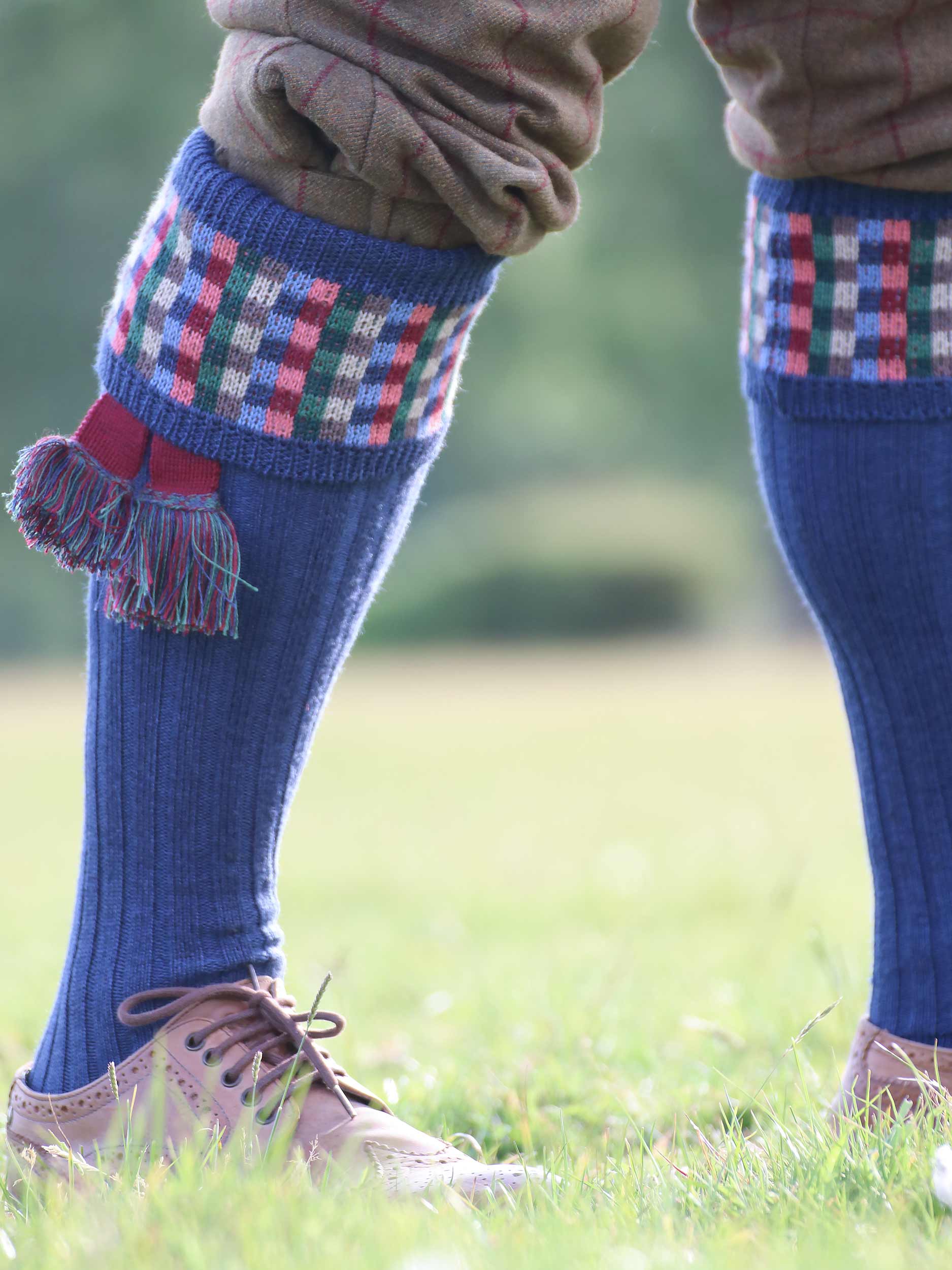 The Ashton Shooting Sock with Garter, Airforce Blue
