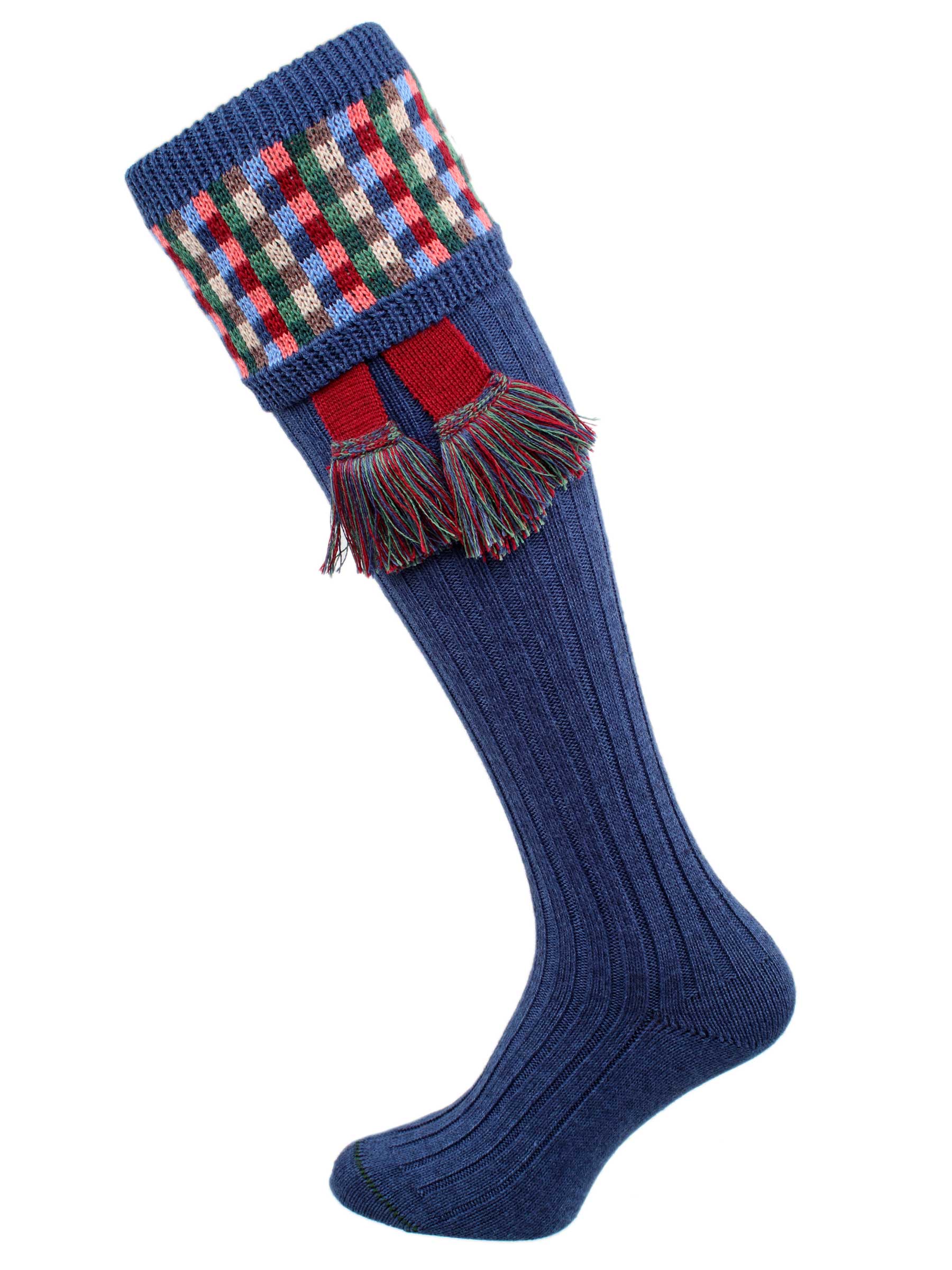 The Ashton Shooting Sock with Garter, Airforce Blue