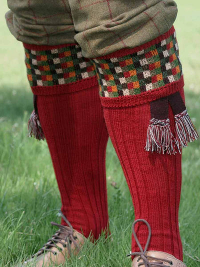 The Ashton Shooting Sock with Garter, Cranberry