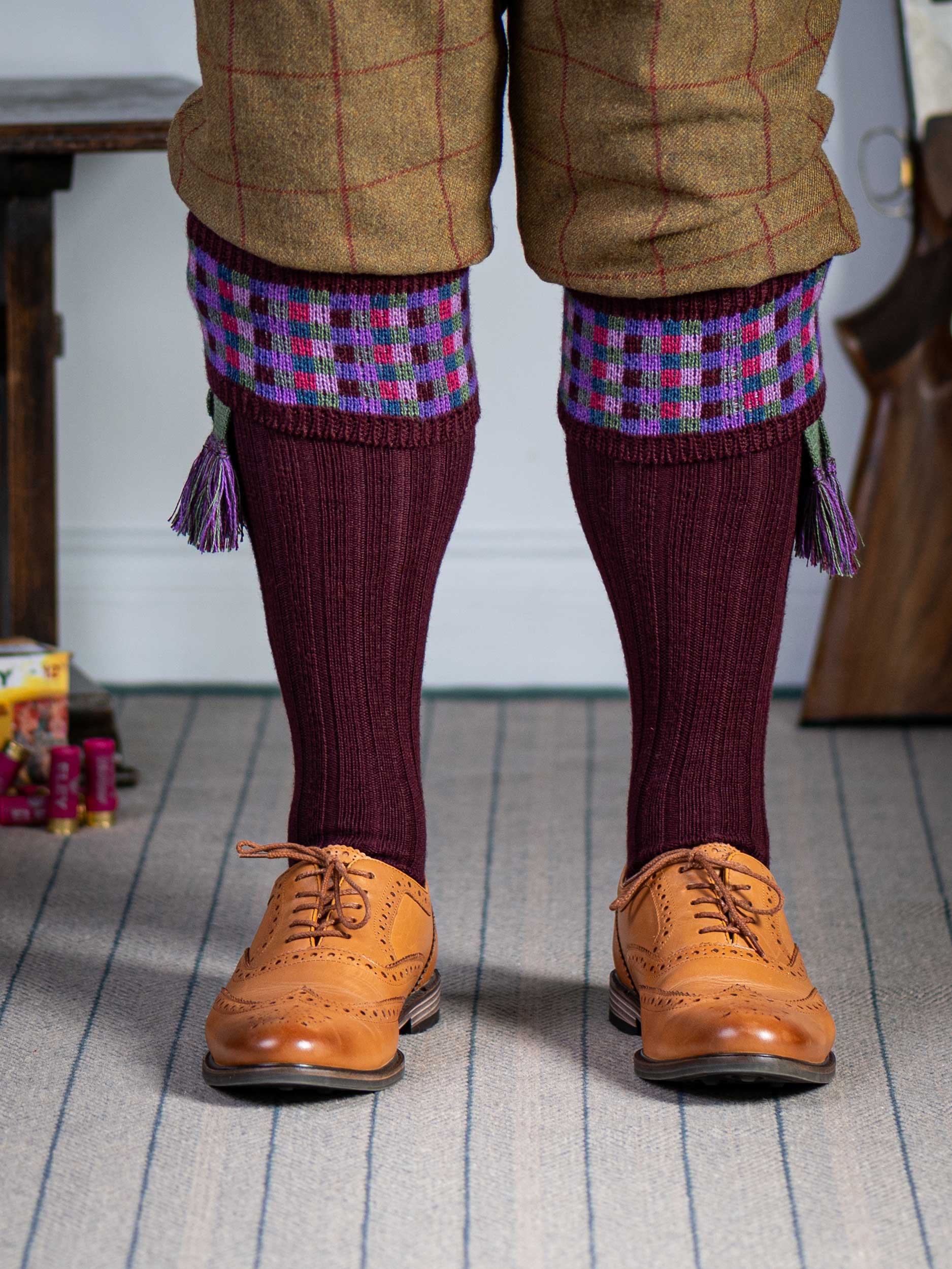 The Ashton Shooting Sock with Garter, Rioja