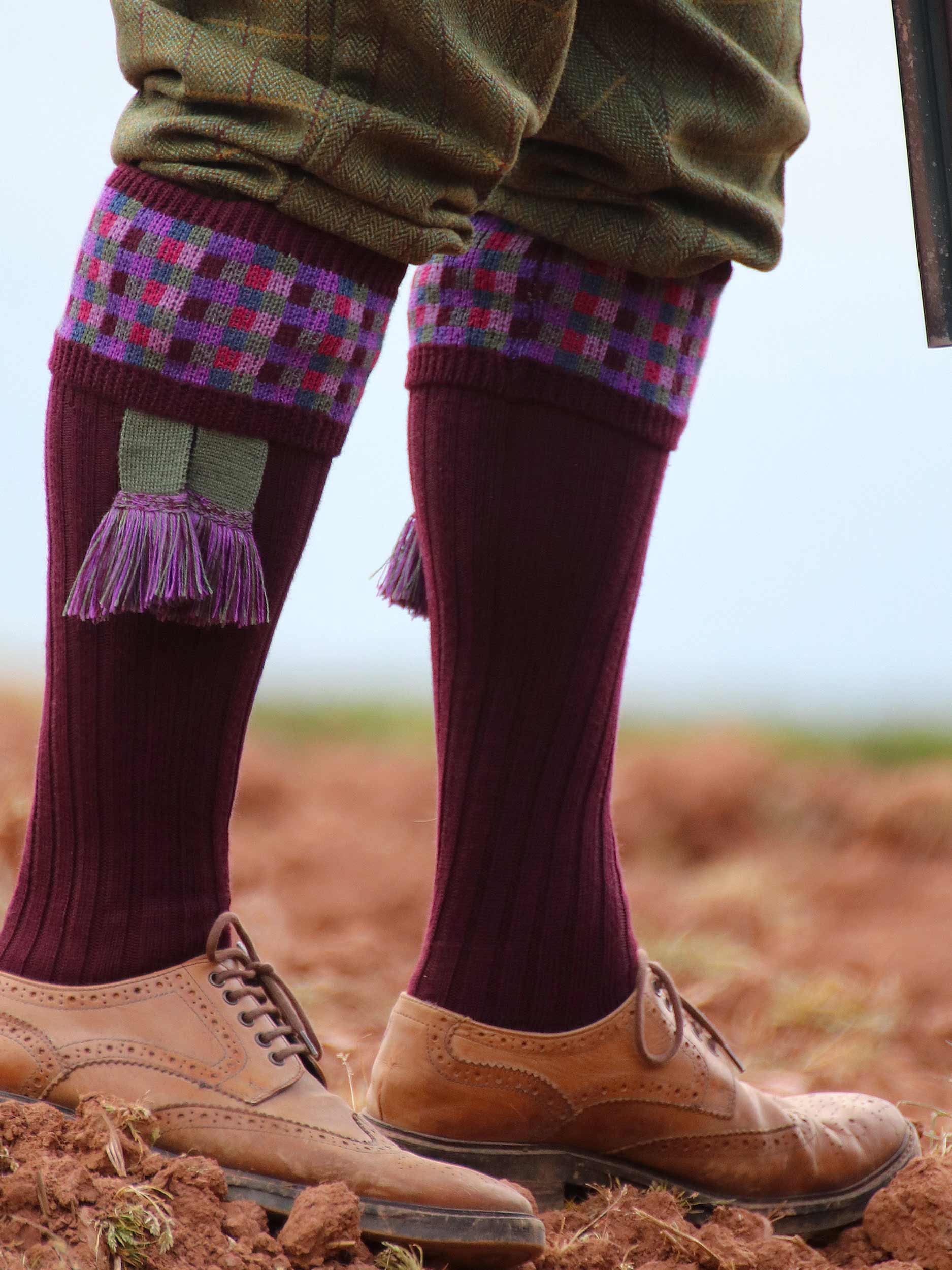 The Ashton Shooting Sock with Garter, Rioja