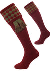 The Chessboard Shooting Sock, Burgundy & Bracken