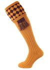 The Chessboard Shooting Sock, Ochre & Mulberry
