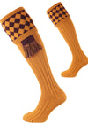 The Chessboard Shooting Sock, Ochre & Mulberry