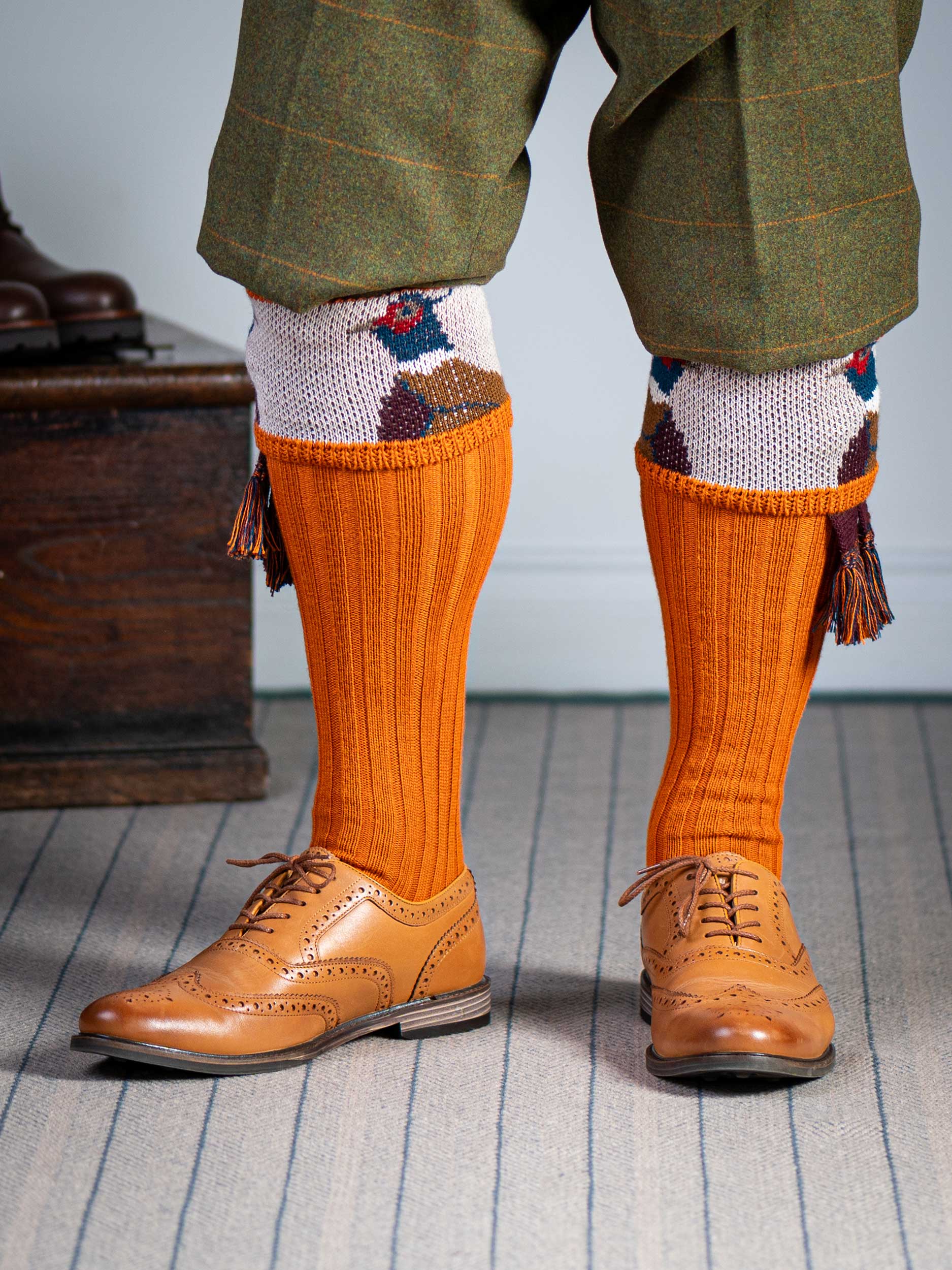 The "Percy" Pheasant Shooting Sock, Burnt Orange
