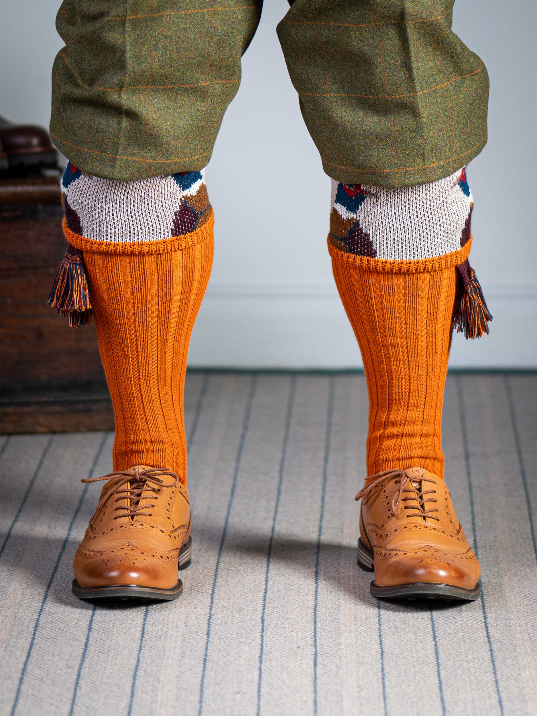 The "Percy" Pheasant Shooting Sock, Burnt Orange