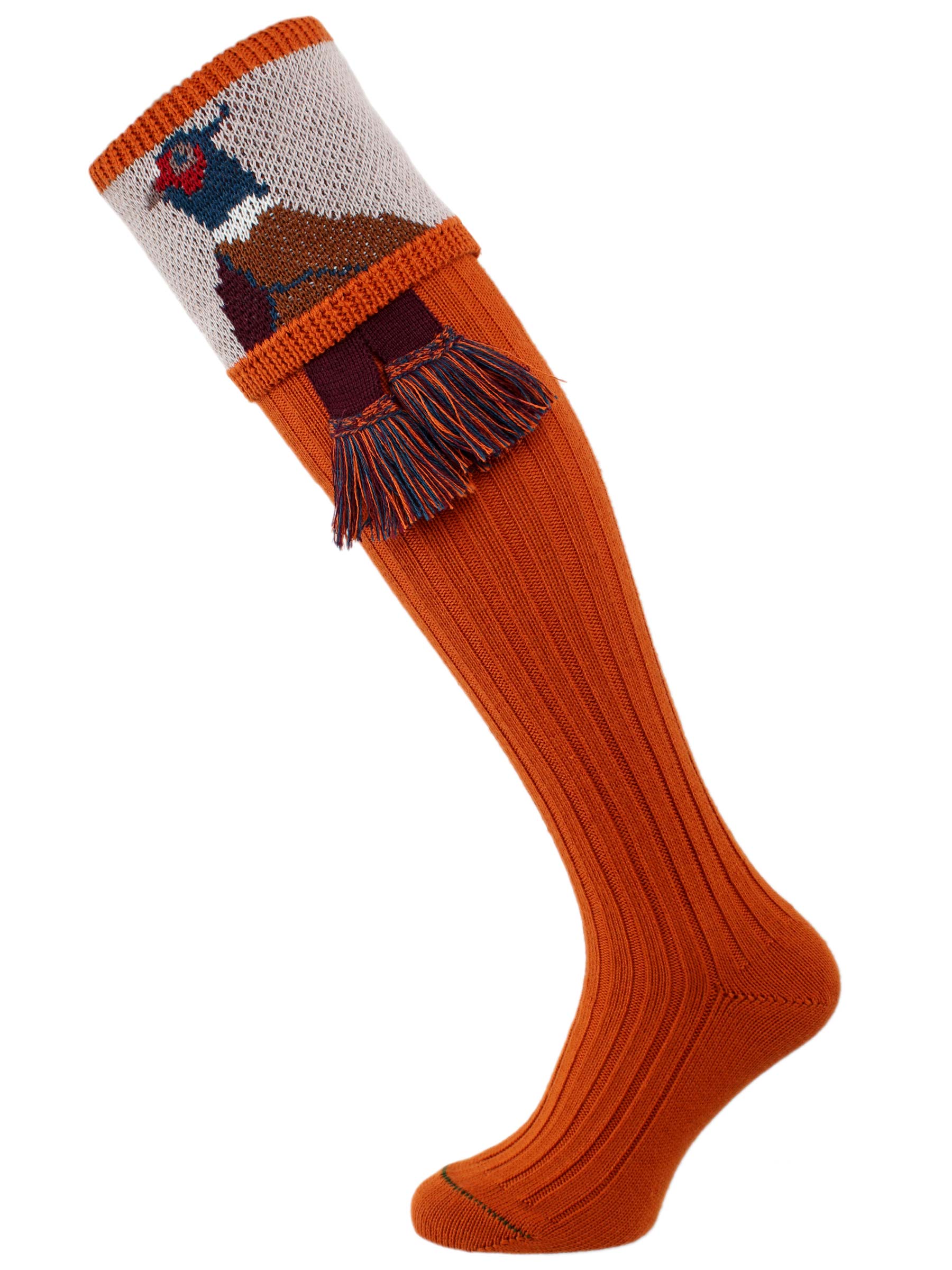 The "Percy" Pheasant Shooting Sock, Burnt Orange
