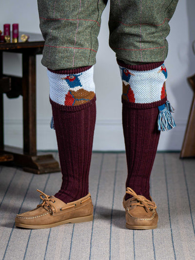 The "Percy" Pheasant Shooting Sock, Rioja