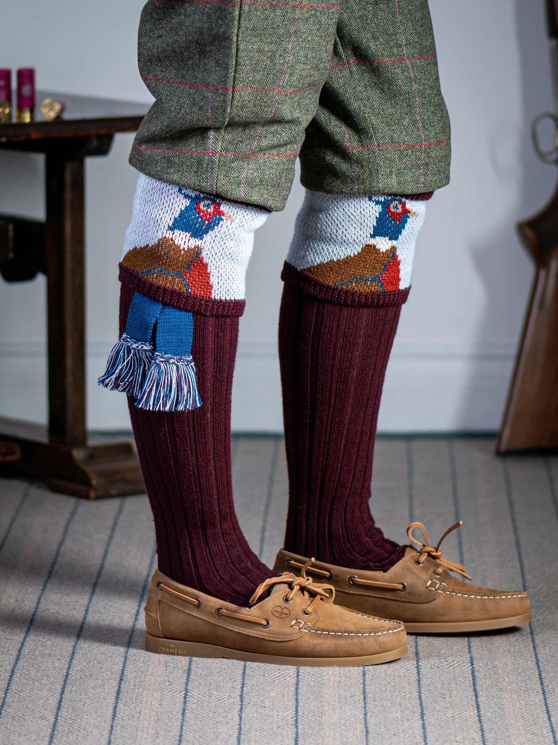 The "Percy" Pheasant Shooting Sock, Rioja