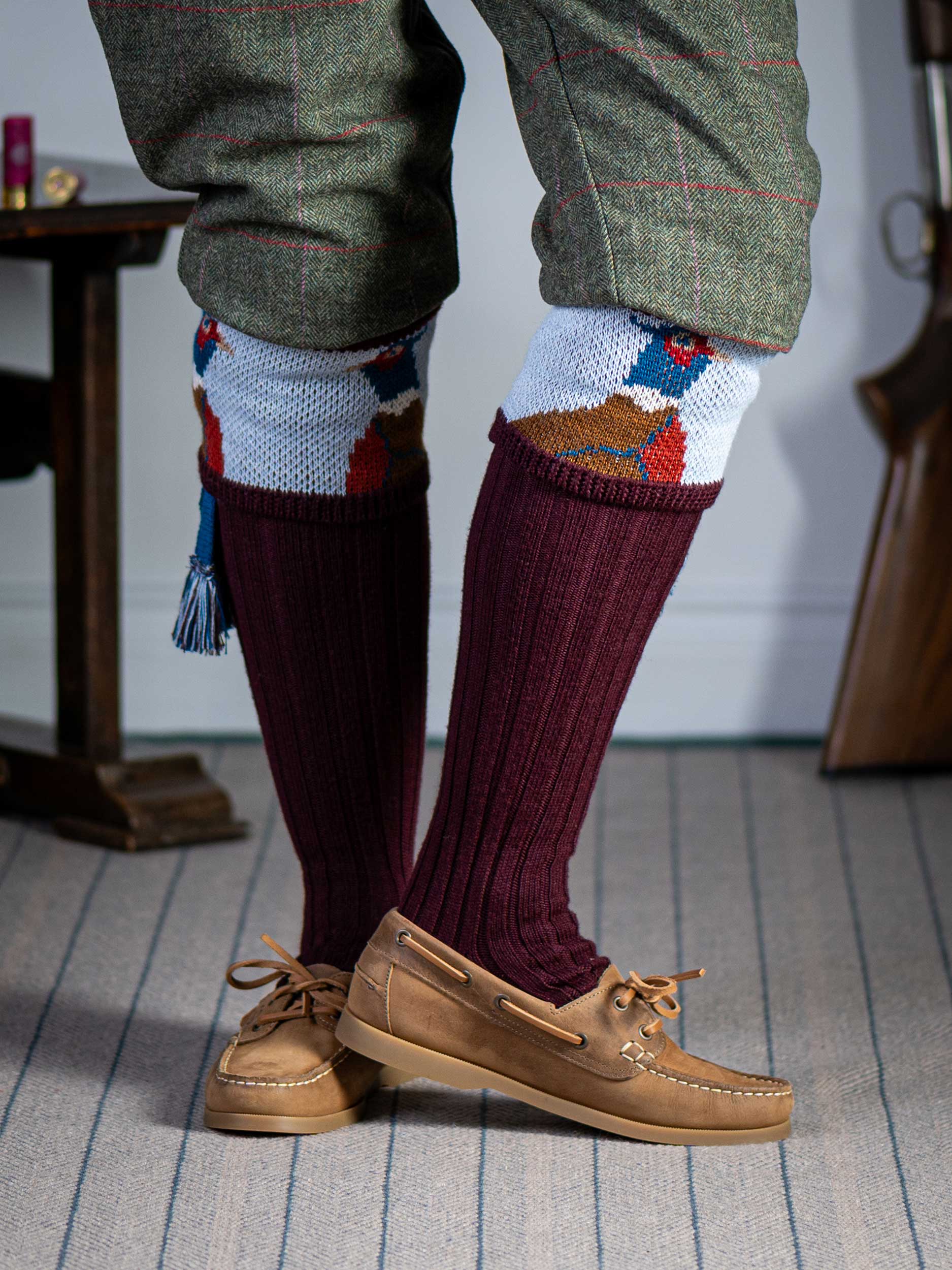 The "Percy" Pheasant Shooting Sock, Rioja