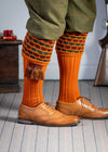 The "Big Bee" Honeycomb Shooting Sock with Garter, Burnt Orange