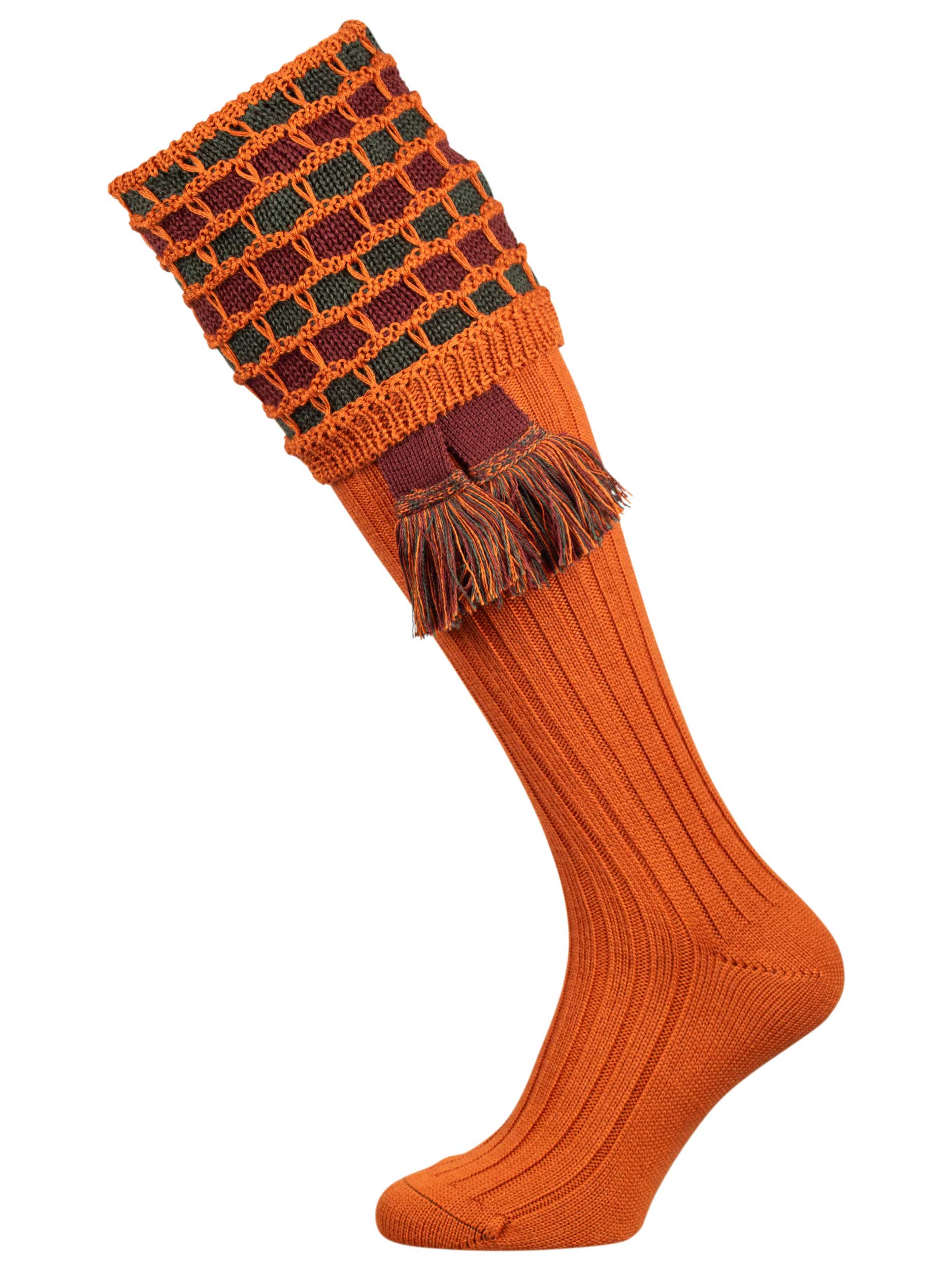 The "Big Bee" Honeycomb Shooting Sock with Garter, Burnt Orange