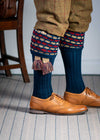 The "Big Bee" Honeycomb Shooting Sock with Garter, Indigo
