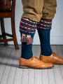 The "Big Bee" Honeycomb Shooting Sock with Garter, Indigo