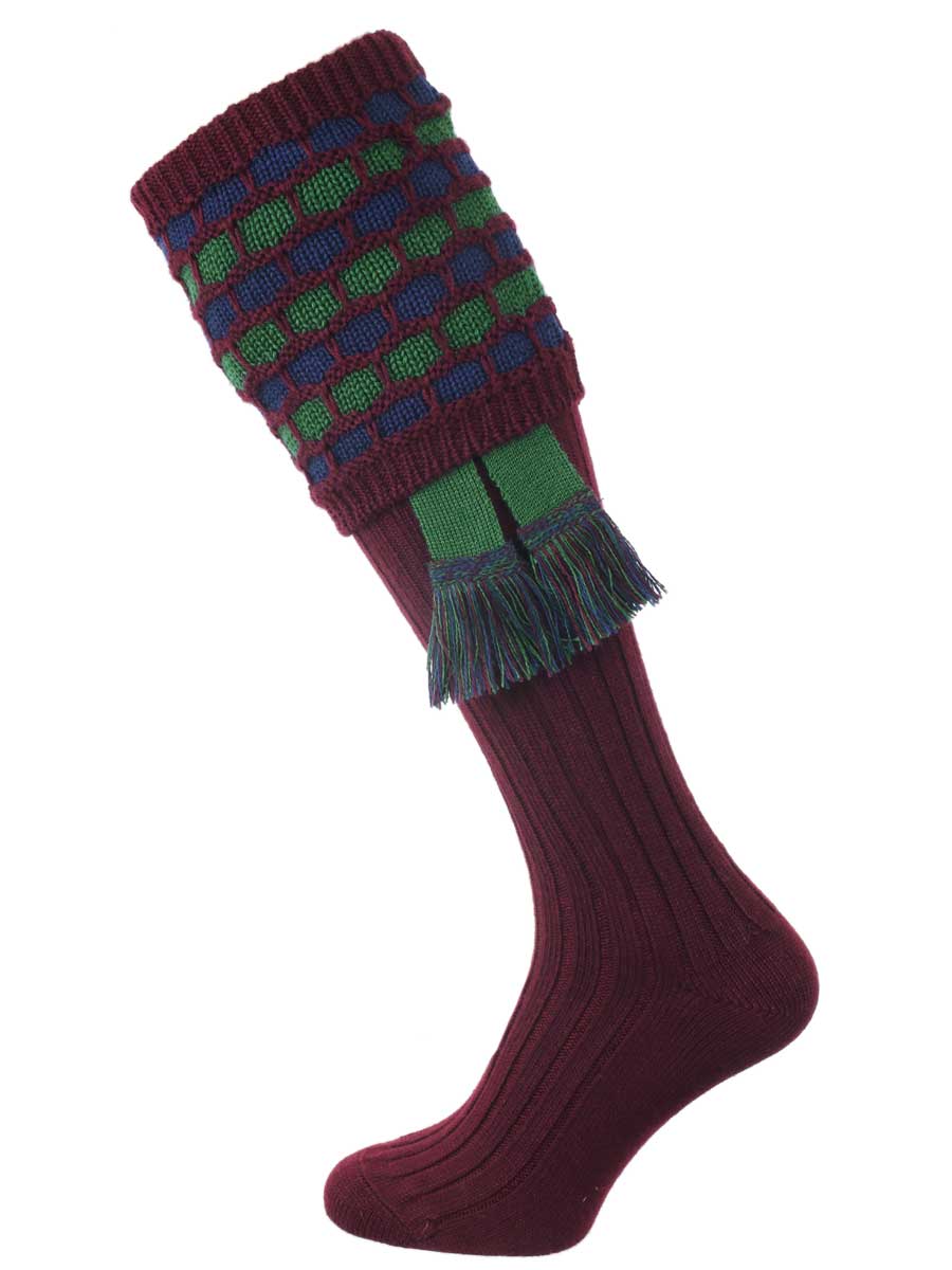 The "Big Bee" Honeycomb Sock with Garter, Rioja