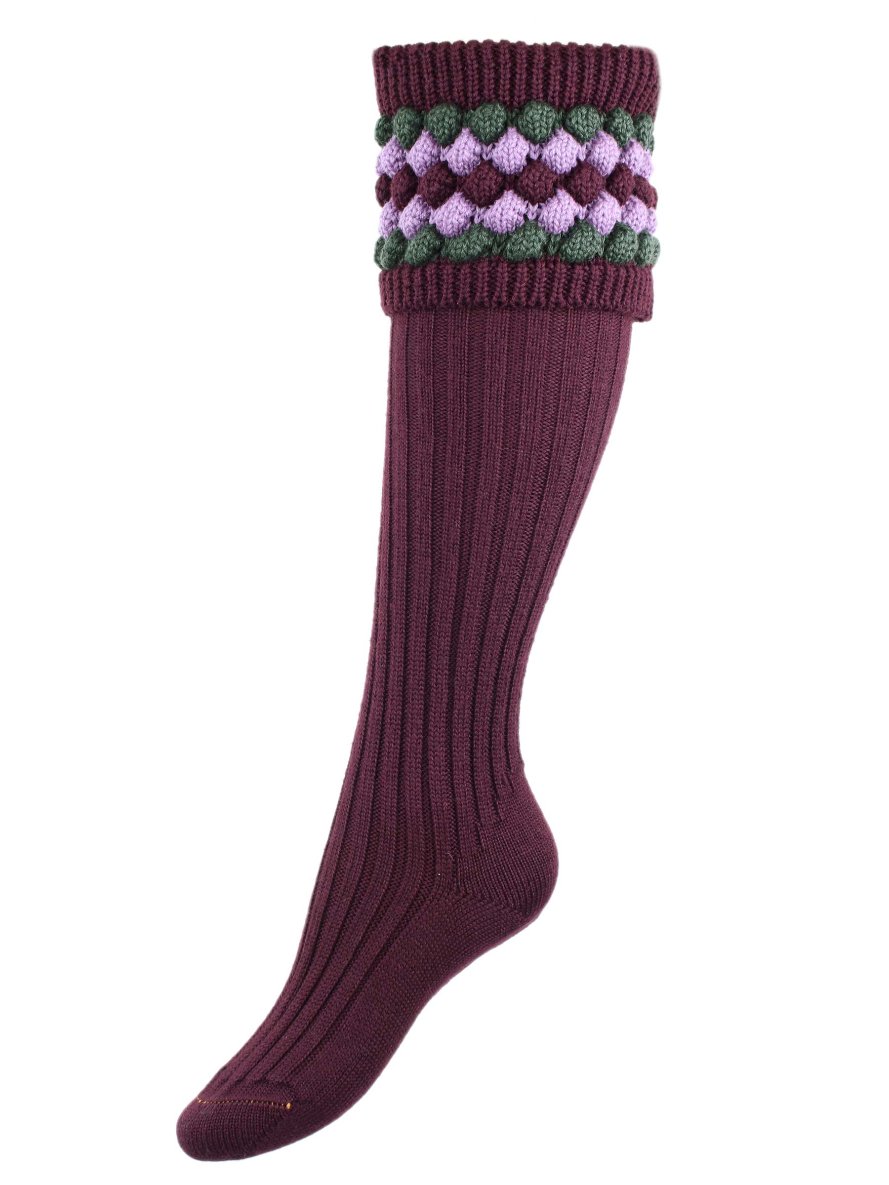 The Lady Angus Shooting Sock, Mulberry