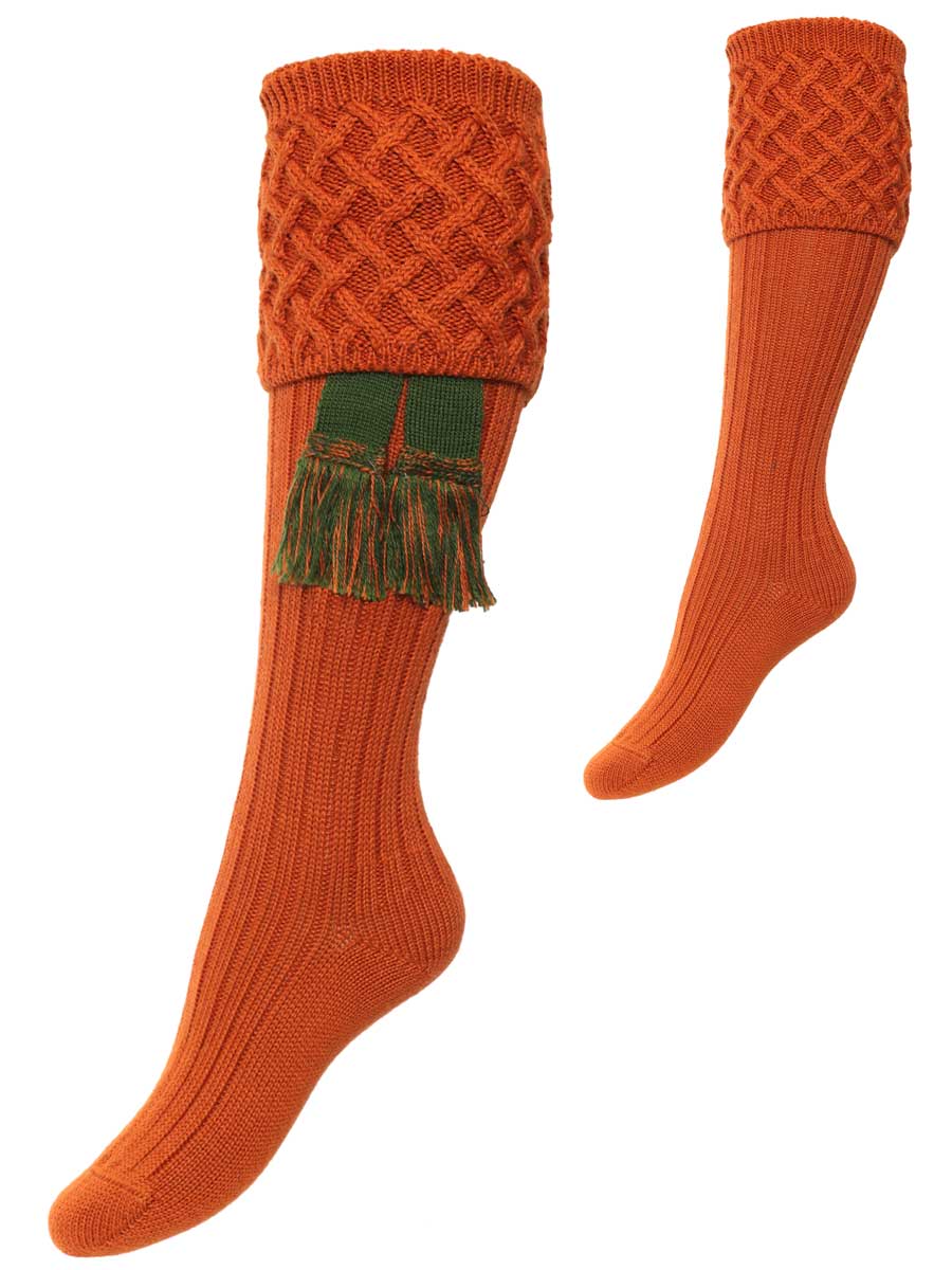 The Lady Rannoch Shooting Sock - Burnt Orange