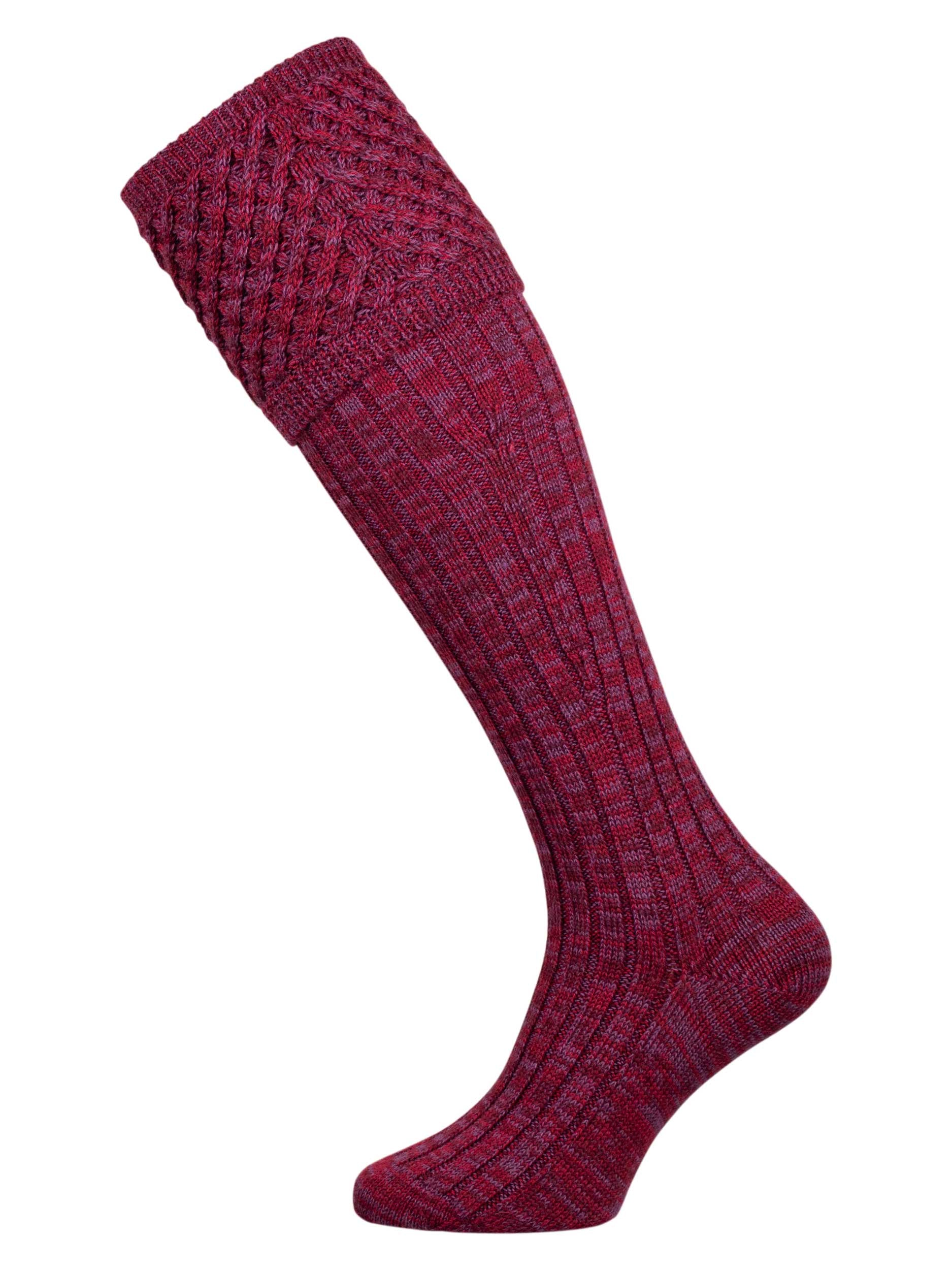 The Chelsea Merino Wool Shooting Sock, Berry Mix Marl