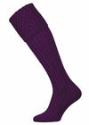 Plain purple shooting sock with trellis knitted pattern.