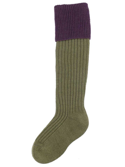 The Junior Lomond Childrens Shooting Socks, Dark Olive & Thistle