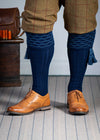 The Hopton Shooting Sock with Garter, Navy & St Andrews Blue