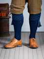 The Hopton Shooting Sock with Garter, Navy & St Andrews Blue
