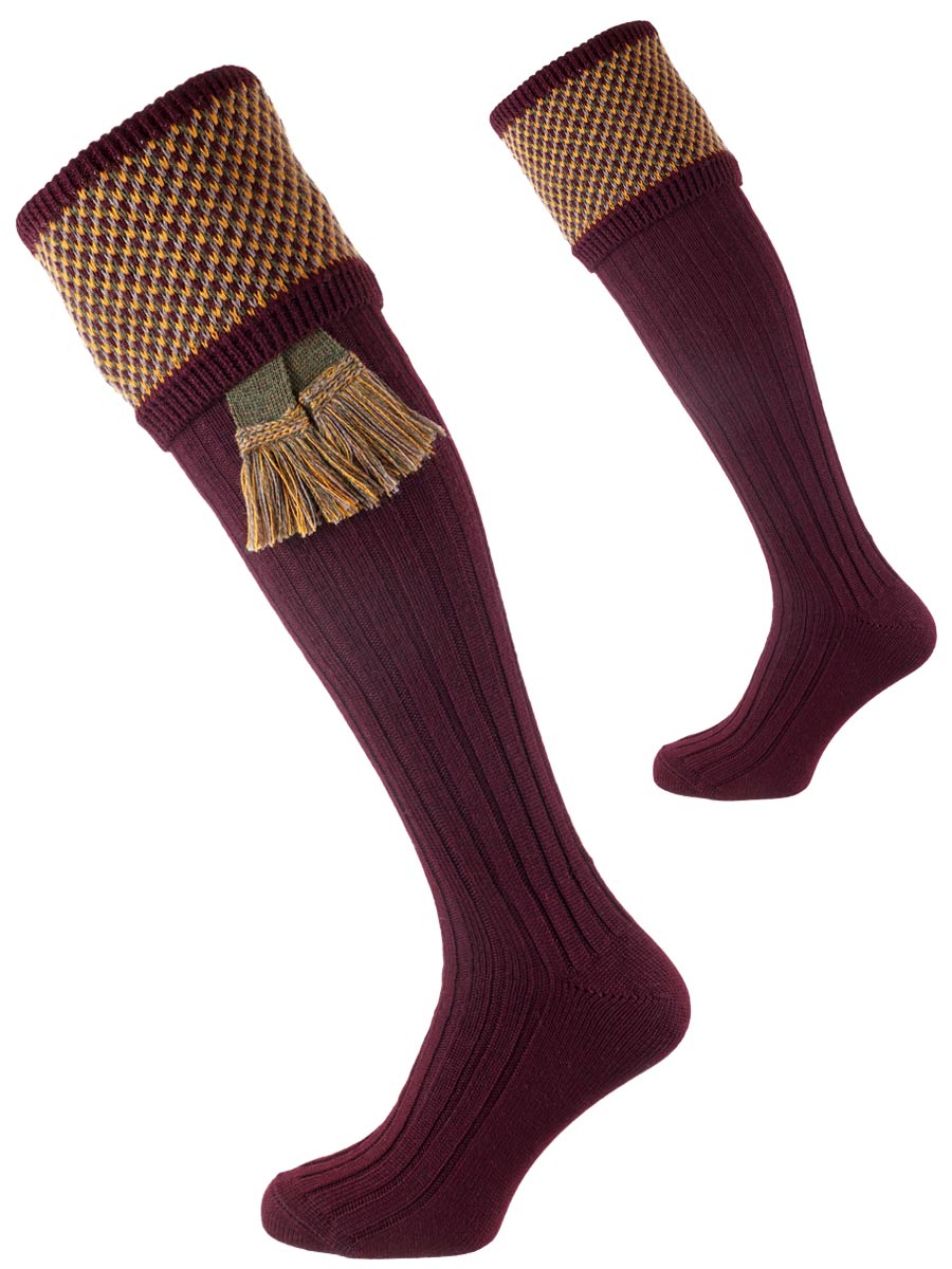 The Tayside Raindrop Shooting Sock -  Mulberry - XL
