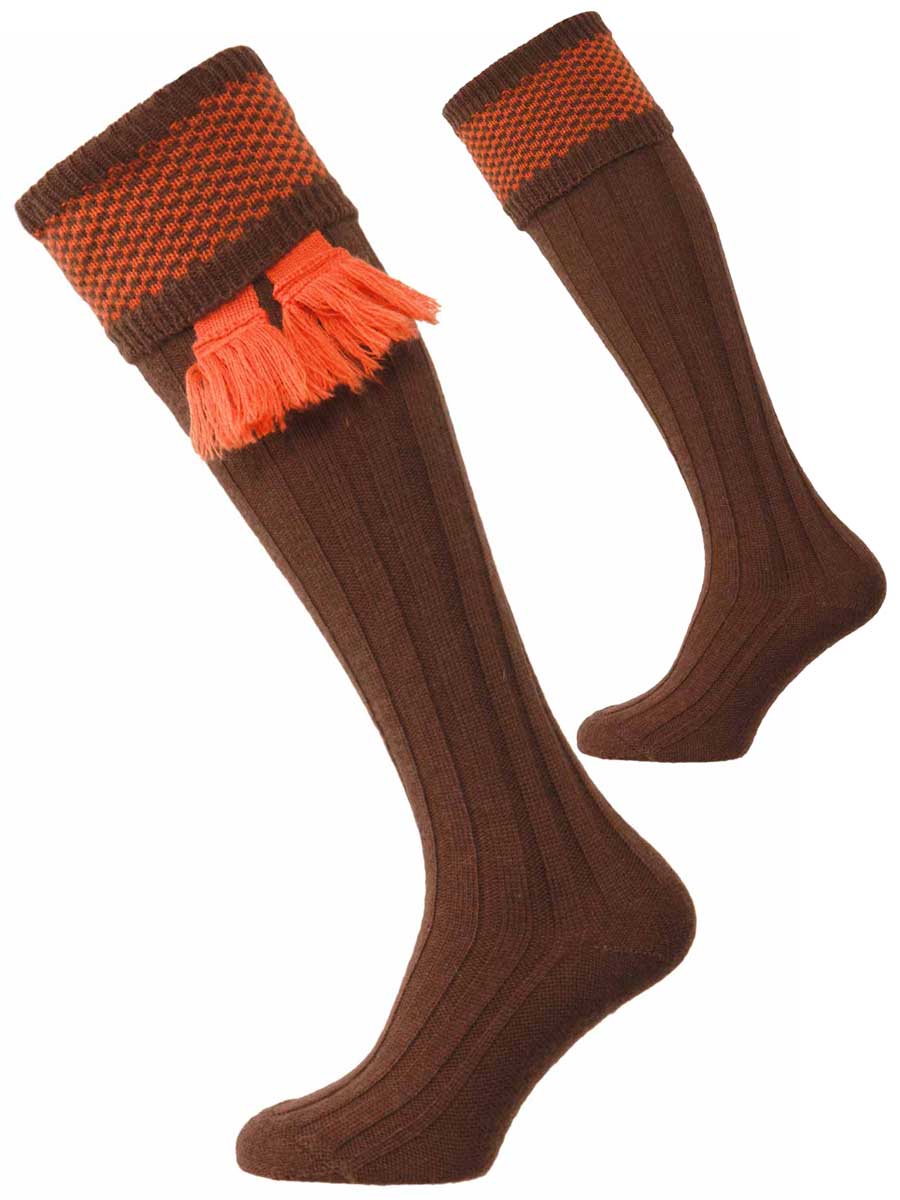 The Penrith Wool Shooting Sock, Pecan & Spice