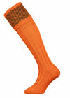 The Penrith Wool Shooing Sock, Orange with Green Pattern