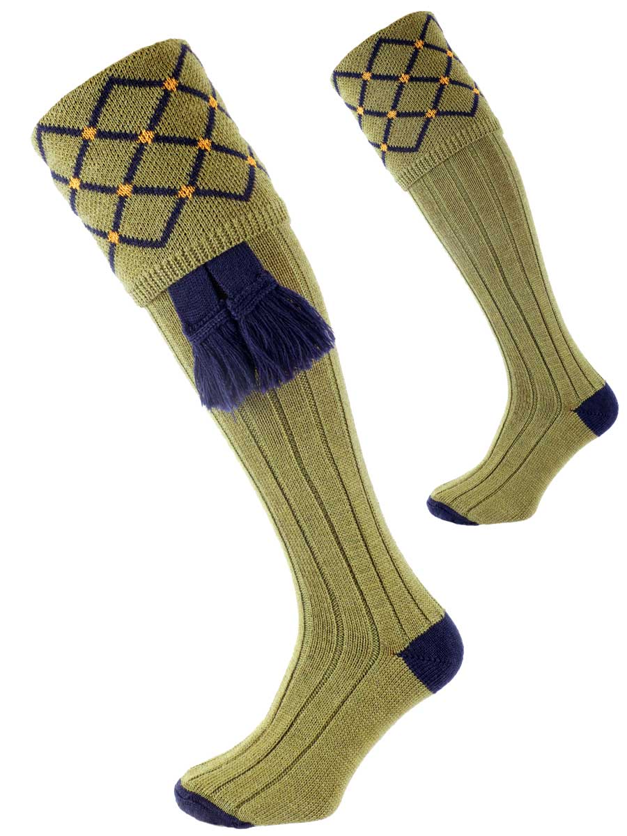 The Regent Merino Wool Shooting Sock, Old Sage & Navy 