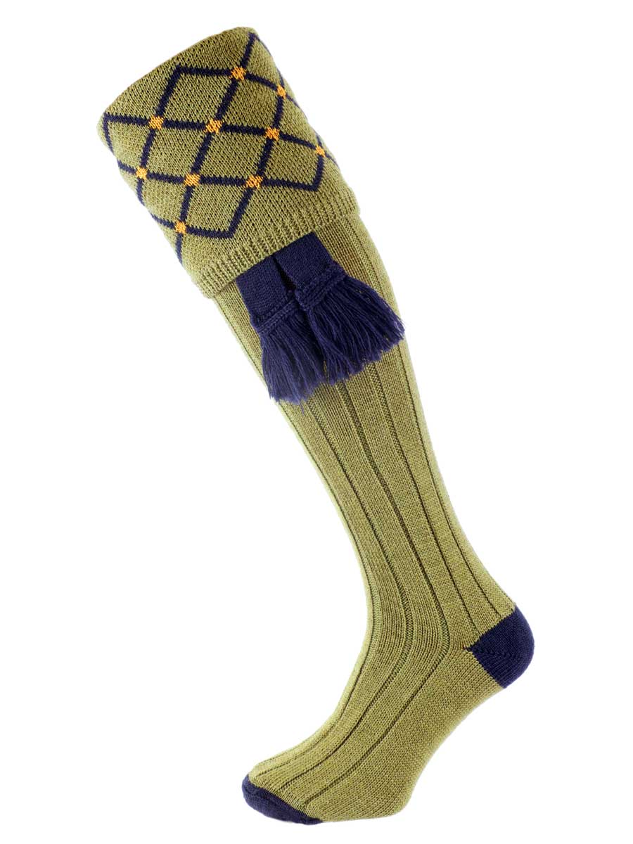 The Regent Merino Wool Shooting Sock, Old Sage & Navy 