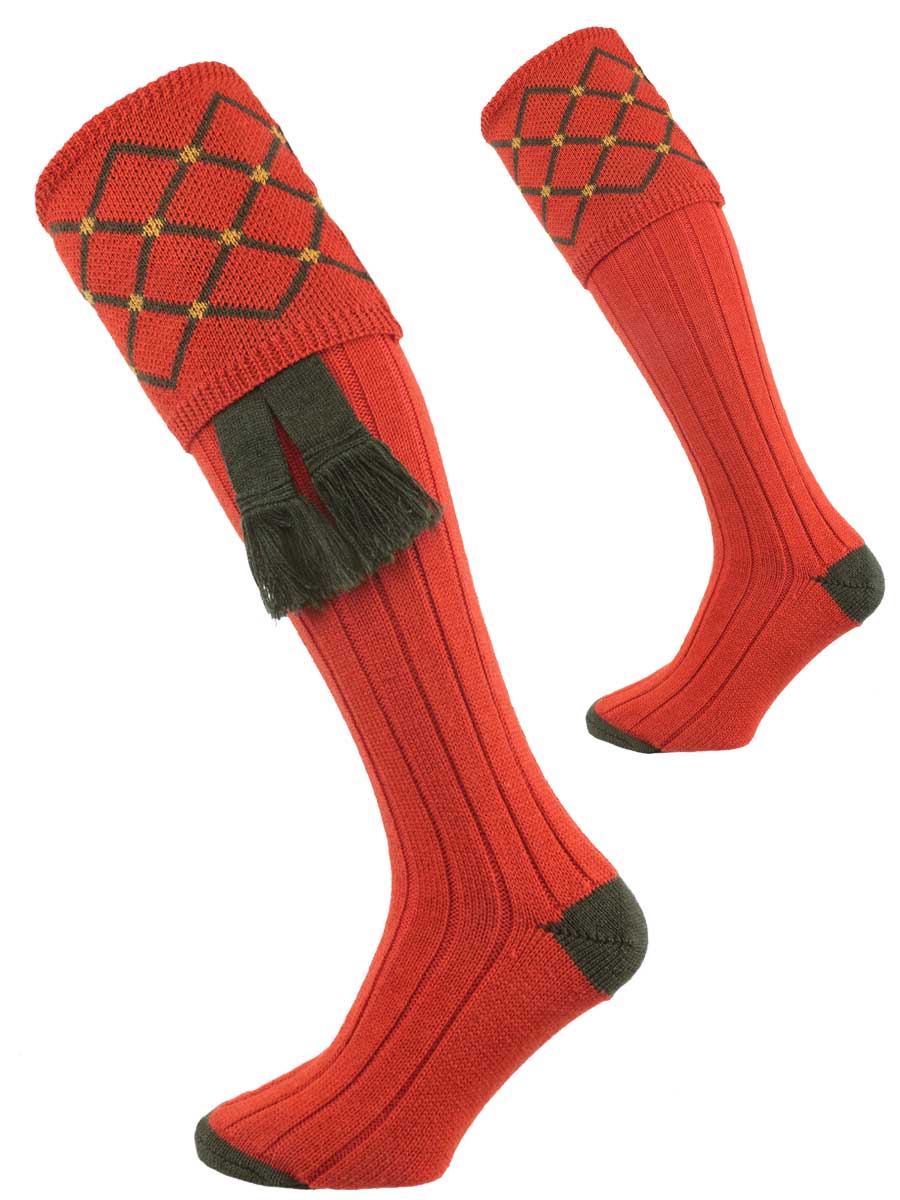 The Regent Merino Wool Shooting Sock, Orange